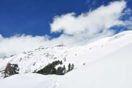 Snow-covered mountains of Arkhyz, Russia. Ski resort in the Caucasusの写真素材