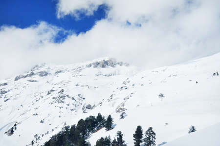 Snow-covered mountains of Arkhyz, Russia. Ski resort in the Caucasusの写真素材