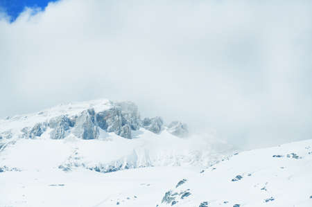 Snow-covered mountains of Arkhyz, Russia. Ski resort in the Caucasusの写真素材