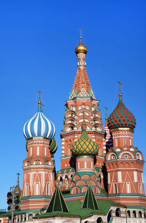 Basil's Cathedral in Moscow. Church - Museum of the 16th century on Red Square in Moscow, Russia. A masterpiece of Russian architecture.の写真素材