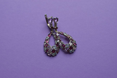 Beautiful silver earrings with natural semi-precious stones: garnets - rhodolites, amethysts and...