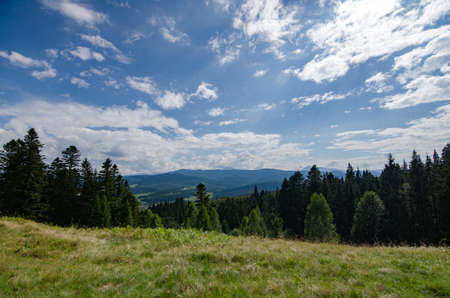 A green mountainscape on a beautiful day
