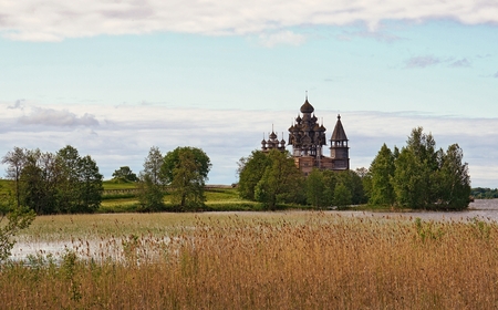 The reserve Museum Kizhi on lake Onegaの写真素材