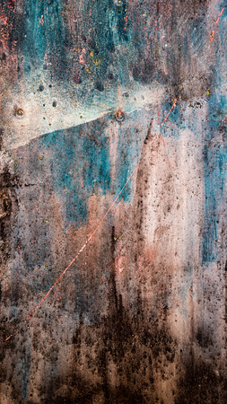abstract grunge texture of rusty iron with beige, brown and blue blur, vertical frameの写真素材
