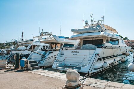 8. 28. 2012. Vrsar. Croatia. Berth for mooring fishing boats and yachts on the Mediterranean sea at dawn. Vrsar. Croatia.のeditorial素材