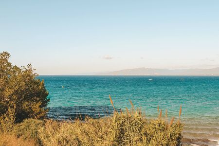 Beautiful view of cap Salou Bay in the morning at dawn.の写真素材