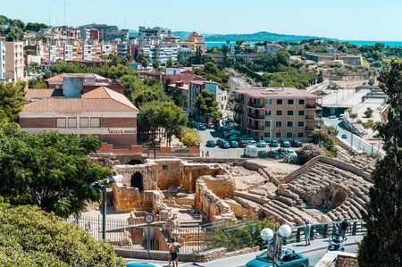 Cambrils Spain August 8, 2013 . Roman amphitheatre of Tarragona, Spain. An ancient historical tourist attraction of Catalonia.のeditorial素材