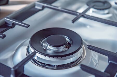 Gas burner without burning gas. Safe use of gas equipment. Gas burning. Selective focus. Close up.
