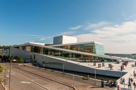 July 26, 2013. View of the streets of Oslo, Norway. The area of the Opera house. Central city street. Editorialのeditorial素材