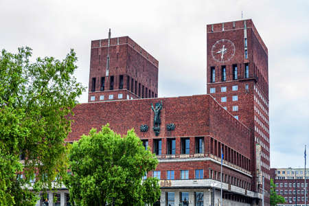 Oslo, Norway, 27 July 2013: Oslo Administrative buildings. City hall in Oslo. Editorial.のeditorial素材