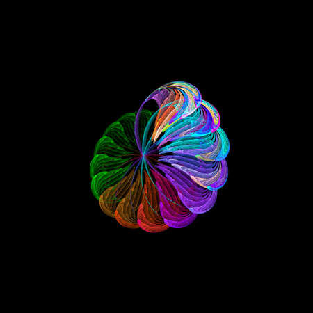 beautiful color fractal spherical spatial abstraction on a black background. Rainbow symbol of the equality March. 3D rendering, illustration.の写真素材