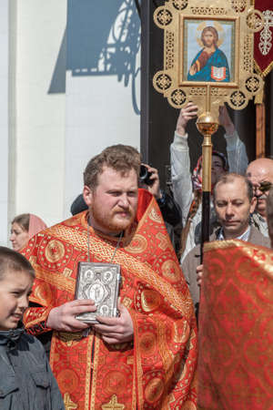 Kolomna, Russia May 1, 2016. Easter morning service. The clergy leave the church for the procession.