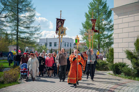 Kolomna, Russia May 1, 2016. Easter morning service. The clergy leave the church for the procession.