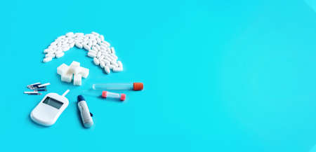 Medicine, diabetes, glycemia, Healthcare and the concept of people - close-up of lancelet, glucose...
