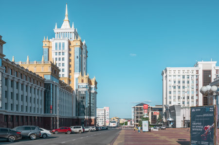 SARANSK, RUSSIA - JUNE 4, 2023: View of the city of Saransk, Bolshevistskaya Street.のeditorial素材
