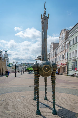 KAZAN, RUSSIA - JUNE 1: Horse Country Sculpture on Bauman Street in Kazan at the entrance to the subway station Moskovskaya Tatarstan, Russiaのeditorial素材