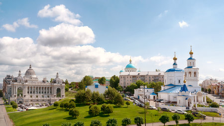 Kazan, Tatarstan, Russia. June 1, 2023. View of the Ministry of Agriculture of Tatarstan and Pyatnitskaya Church from the side of Baturin Street.のeditorial素材