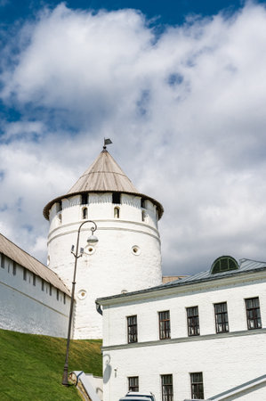Close-up view of the Southeast Tower of the Kazan Kremlin.のeditorial素材