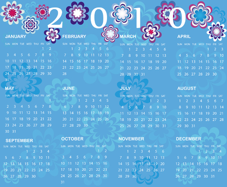 Calendar 2010 on the blue backgroundのイラスト素材
