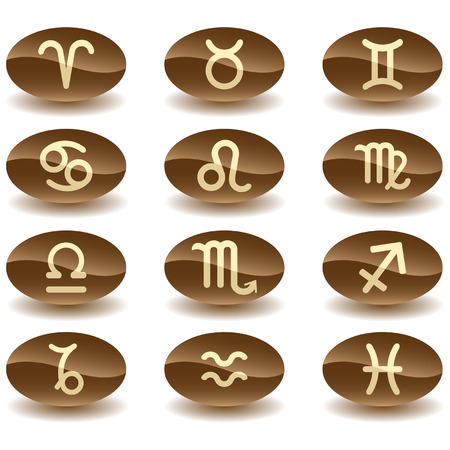 Zodiac astrology signs button setのイラスト素材