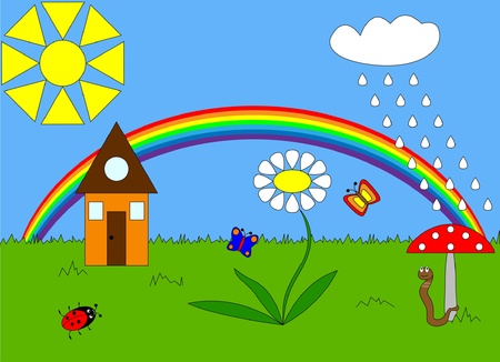 Child's drawing of natureのイラスト素材