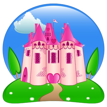 Magic pink castle for princessのイラスト素材
