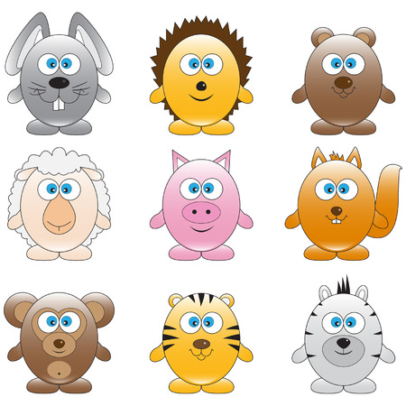 Set of different funny cartoon animalsのイラスト素材
