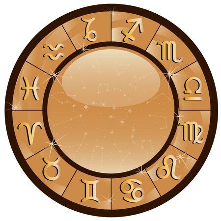 Gold zodiacal circle with zodiac signsのイラスト素材