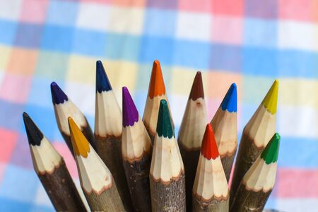 The set of sharpened colored pencilsの写真素材