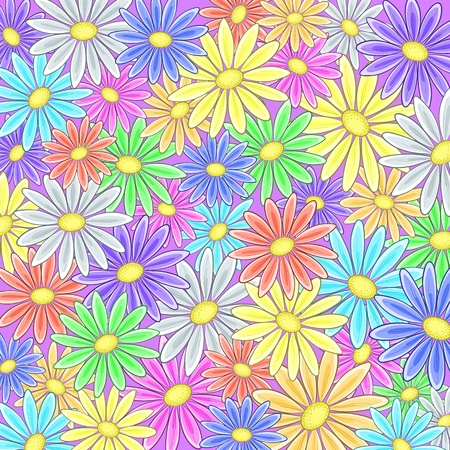 Abstract vector background with a various symbolical flowersのイラスト素材