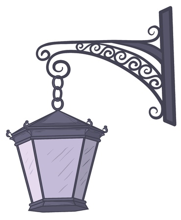 Ancient nonluminous street lamp, hanging on a decorative bracket. のイラスト素材