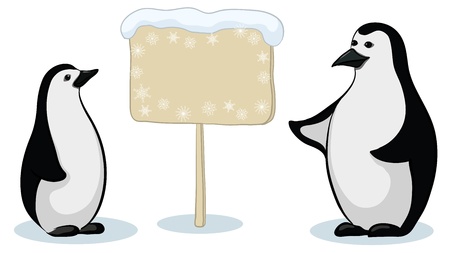 Antarctic emperor penguins and poster for your text. のイラスト素材