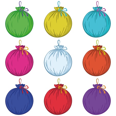 Christmas decoration: paper or cloth ball - bag with a gift. Vectorのイラスト素材