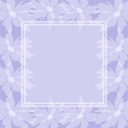 Abstract background  white flowers silhouette and frame on violetのイラスト素材