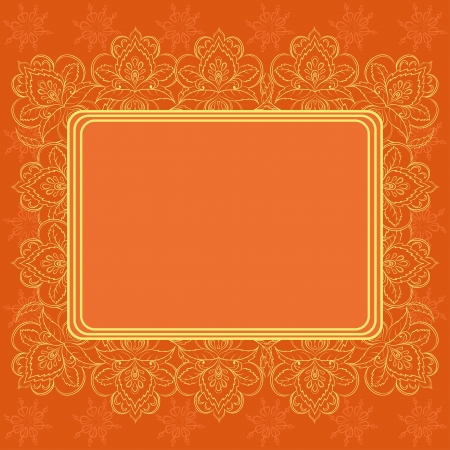 Abstract floral background, pattern with outline symbolical flowers and frame  Vectorのイラスト素材