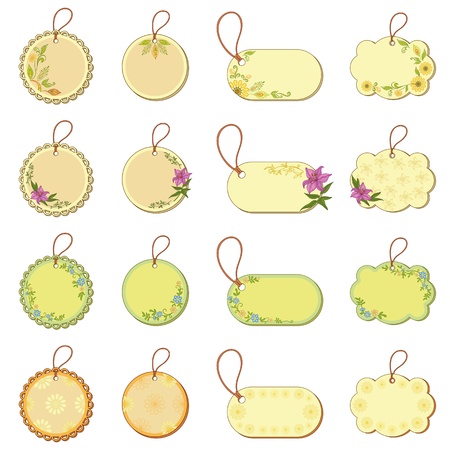 Set labels tags with floral pattern  Free for the test with the description and price of goods  Vectorのイラスト素材