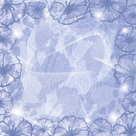 Background with flowers and abstract pattern, contains transparenciesのイラスト素材