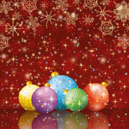 Background for Christmas holiday design: balls, snowflakes and starsのイラスト素材