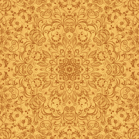 Abstract Floral Seamless Pattern, Symbolical Outline Flowers and Curves. Eps10, Contains Transparencies. Vectorのイラスト素材