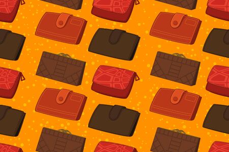 Seamless Background, Colorful Wallets and Abstract Pattern. Vectorのイラスト素材
