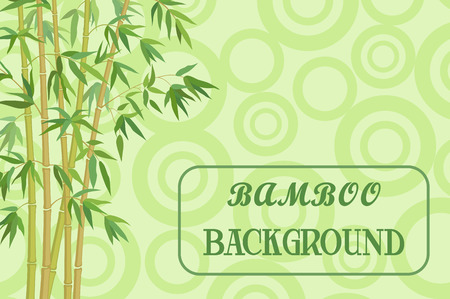 Bamboo Stems with Green Leaves on Background, Abstract Pattern with Ring.のイラスト素材