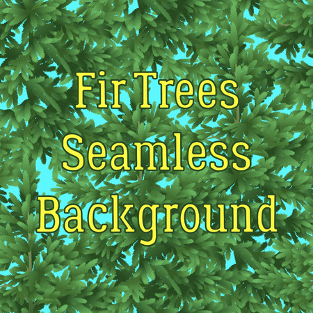 Seamless Background, Green Forest, Fir Trees and Blue Sky, Tile Pattern. Vectorのイラスト素材