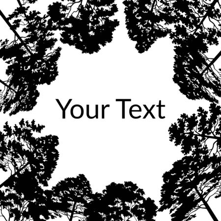 Landscape, Pine Trees Black Silhouettes Isolated on White Background. Vectorのイラスト素材