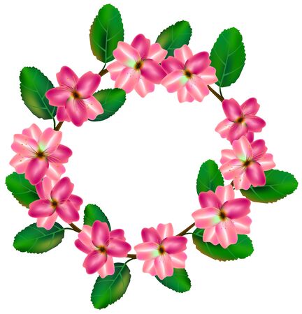 Lower wreath round circle . Colorful frame with green leaves. Vector illustration design set isolated.のイラスト素材