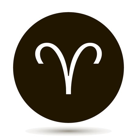 Aries zodiac sign. Astrological symbol icon in circle. On black background.のイラスト素材