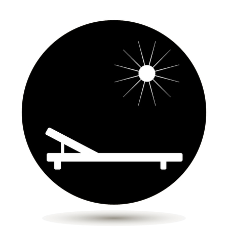 Icon of the chaise lounge. Badge of sun loungers. Lounger free of chargeのイラスト素材