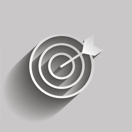 Vector image of a target pierced by an arrow, a dart. Flat vector illustration with shadow designのイラスト素材