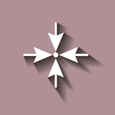 Arrows pointing the direction to one point on four sidesのイラスト素材