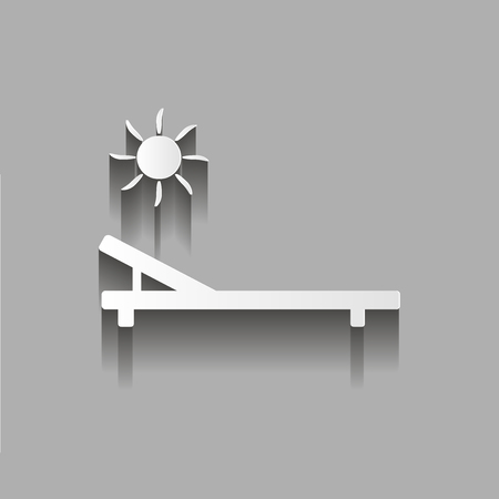 Icon of the chaise lounge. Badge of sun loungers. Lounger free of charge.Vector illustration with shadow designのイラスト素材