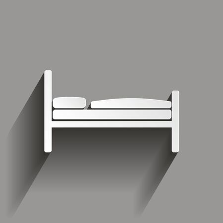 Bed vector icon. Hotel room. Bed icon. Vector icon with shadow design.の写真素材